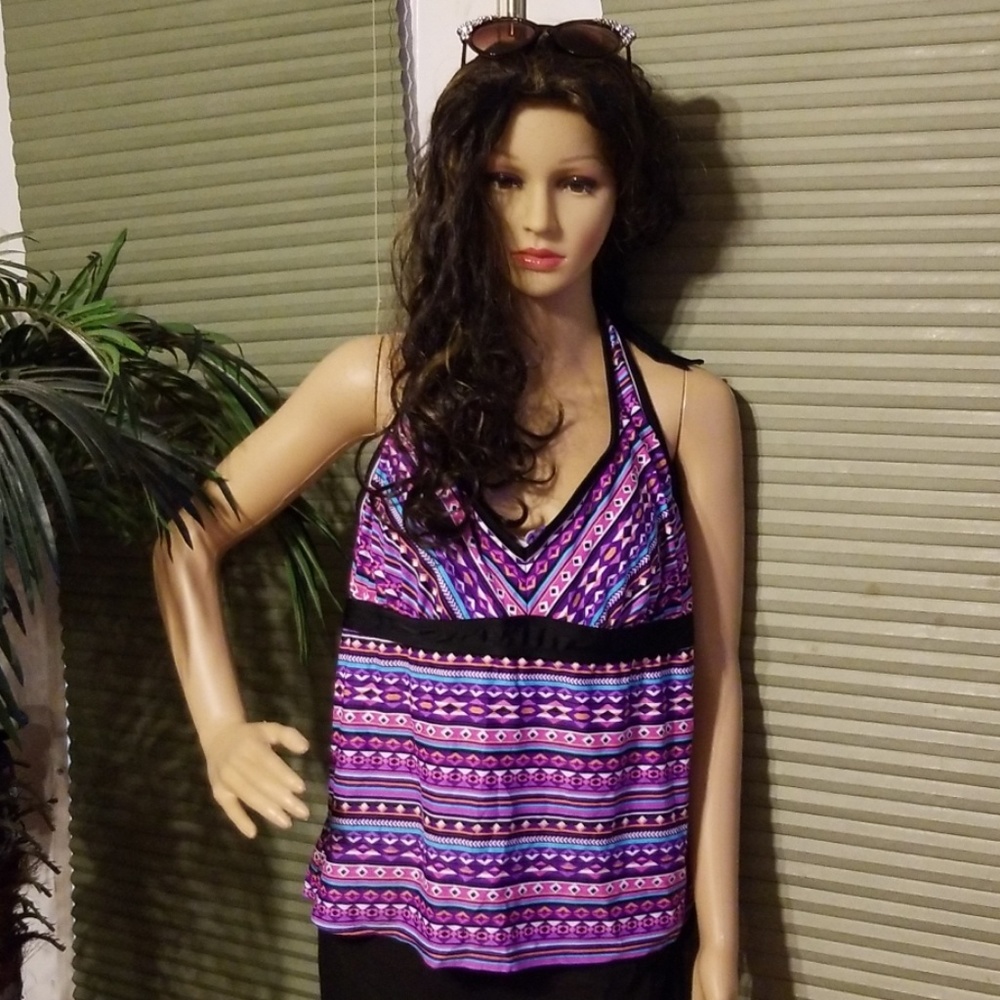 NWOT  Beach Native halter tankini top sz 40 D/DD